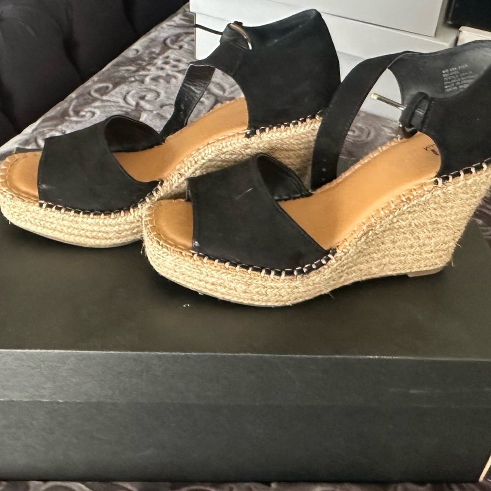Black Wedge Sandals